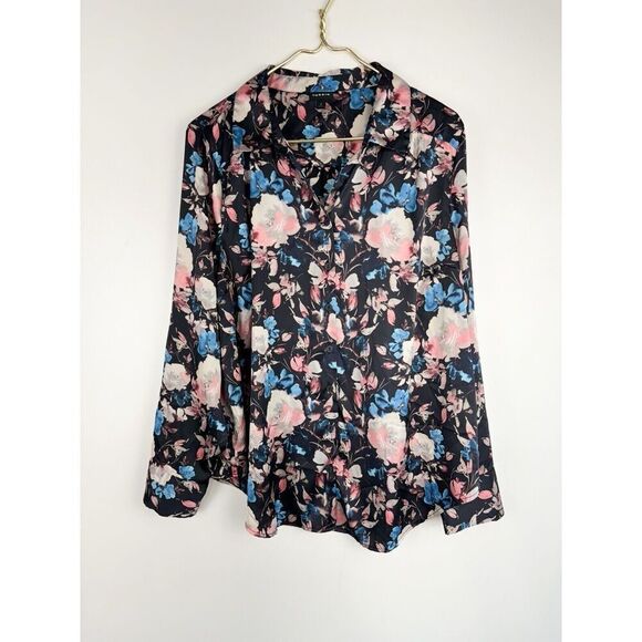 Torrid Madison Satin Button-Up Long Sleeve Shirt Multi Size 1X - Picture 3 of 9